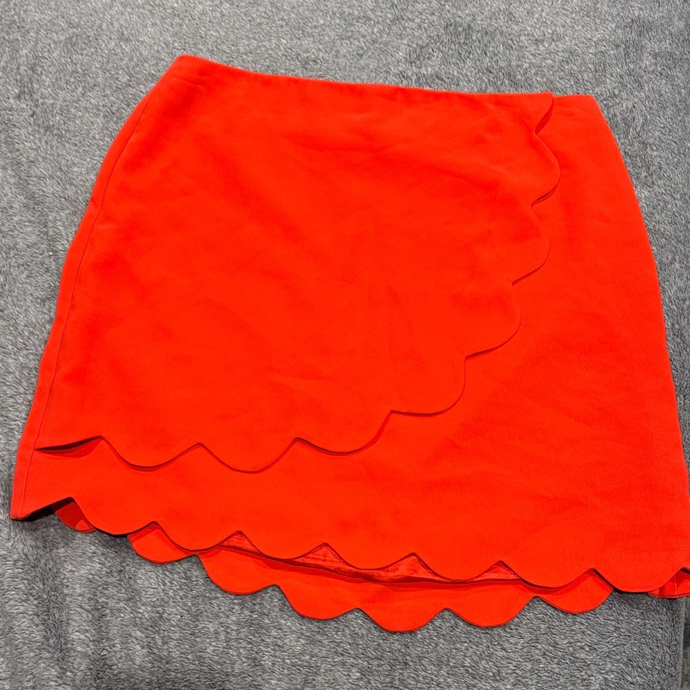 Draper James Vibrant Red Scalloped Mini Skirt